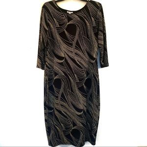 Olivia Matthews Black Gold Sequin Style Glitter Spandex Dress. Sz XL